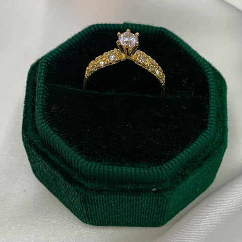 Anillo Circones Blancos Oro amarillo 18k / Talla 7 3/4 / 1,69 Gr *