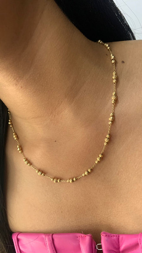 Cadena Balín 3mm y 4mm Diamantado Oro Amarillo 18k /8,30 Gr/ 45 Cm
