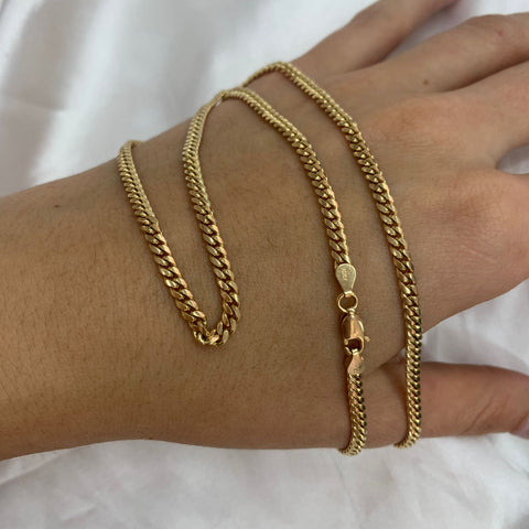Cadena Cubana Maciza Nacional +1 Ley 750 Oro Amarillo 18k /30,08 Gr/ 4 MM/ 71 Cm*