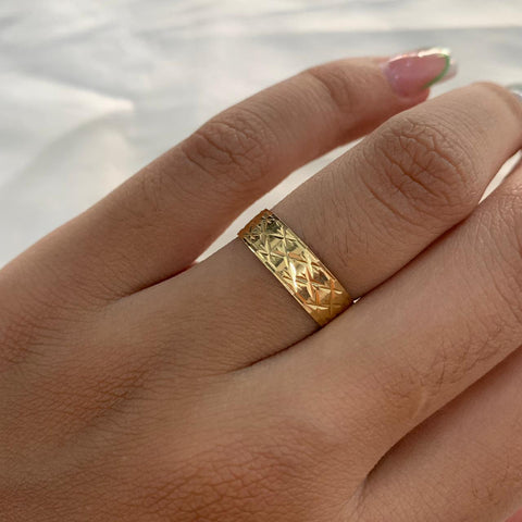 Anillo Argolla Diamantado Oro Amarillo 18k 1,87gr Talla 6