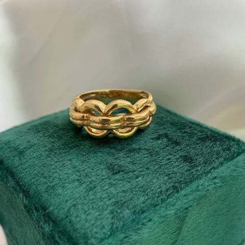 Anillo Circulos Talla 7 3/4 Oro Amarillo 18k /6,35 Gr*