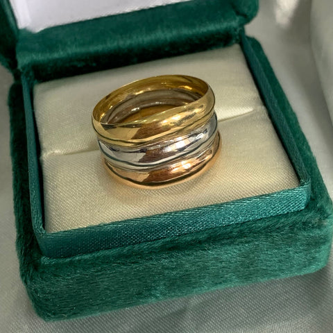 Anillo 3 Lineas Talla 9 1/2 Tres Oros 18k /2,61 Gr