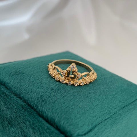 Anillo Alas Circones Verdes Talla 6 1/2 Oro Amarillo 18k/ 1,13 Gr /*